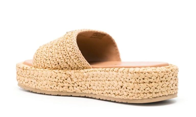 Prada logo-plaque crochet sandals 'Beige' - DUBAI ALL STAR