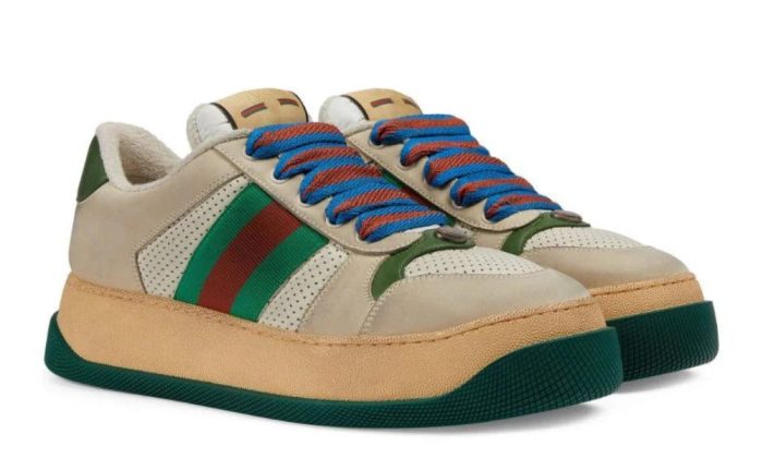 Gucci Screener low-top leather sneakers 'Cream White Green' - DUBAI ALL STAR