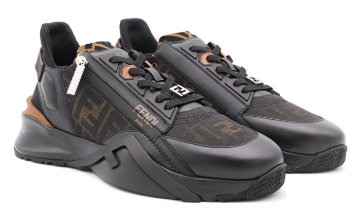 FENDI black leather flow sneakers - DUBAI ALL STAR