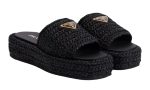 Prada logo-plaque crochet sandals 'Black' - DUBAI ALL STAR