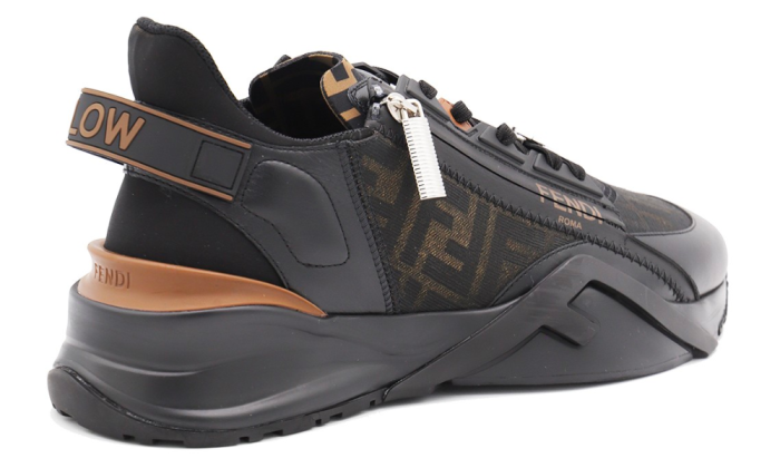 FENDI black leather flow sneakers - DUBAI ALL STAR