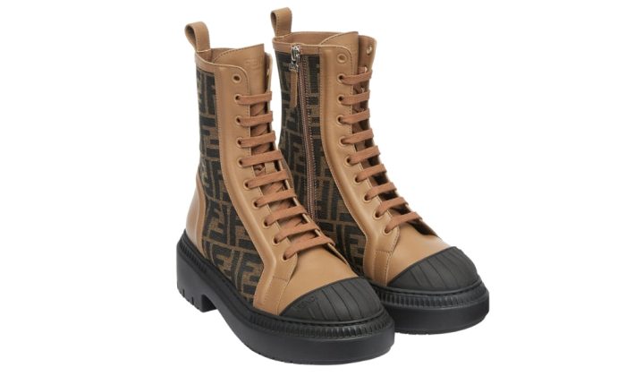 Fendi Wmns FF Motif Domino Biker Boot 'Beige' - DUBAI ALL STAR