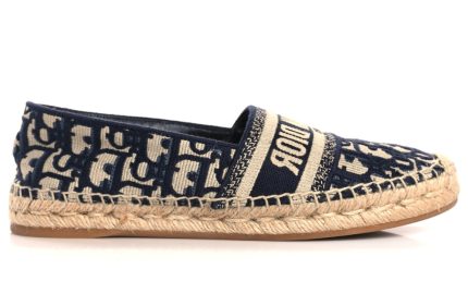 CHRISTIAN DIOR Oblique Embroidered Granville 15mm Espadrilles 38.5 Deep Blue - DUBAI ALL STAR