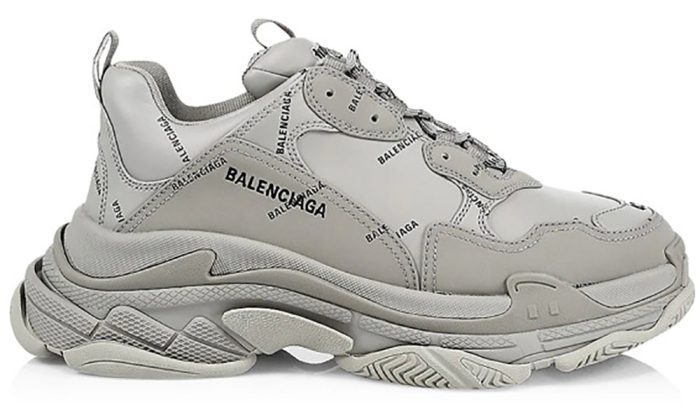 BALENCIAGA Allover Logo Triple S Sneakers In Grey Black - DUBAI ALL STAR