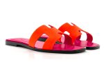 HERMES Suede Goatskin Oran Sandals 40 Orange Synthetique - DUBAI ALL STAR