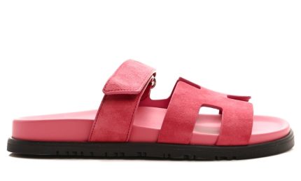 HERMES Suede Goatskin Womens Chypre Sandals 38 Rose Aphrodite - DUBAI ALL STAR