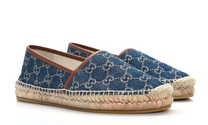 GUCCI Denim GG Monogram Espadrilles 40 Blue Tea Cuir - DUBAI ALL STAR