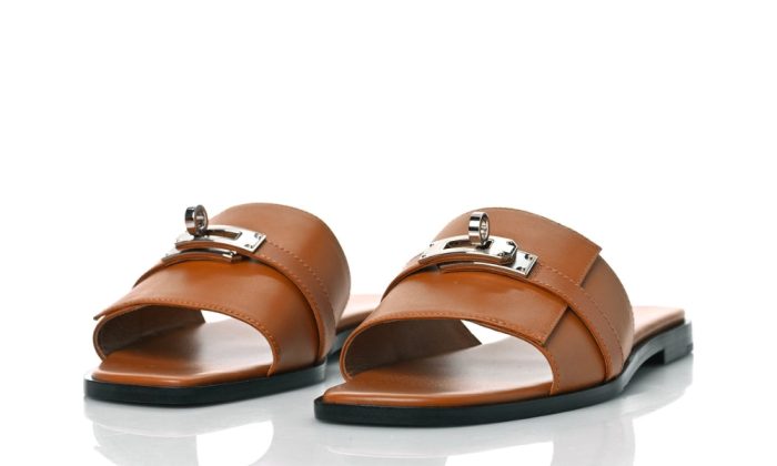 HERMES Calfskin Giulia Sandals Naturel 'Brown' - DUBAI ALL STAR