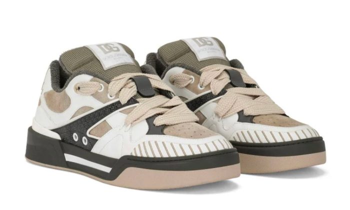 Dolce & Gabbana New Roma panelled 'white/khaki/beige' - DUBAI ALL STAR