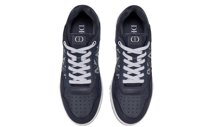 B27 LOW-TOP SNEAKER Navy Blue Smooth Calfskin and CD Diamond Canvas - DUBAI ALL STAR