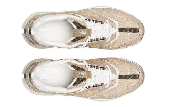 Fendi faster training shoes Beige nubuck leather low-top shoes - DUBAI ALL STAR