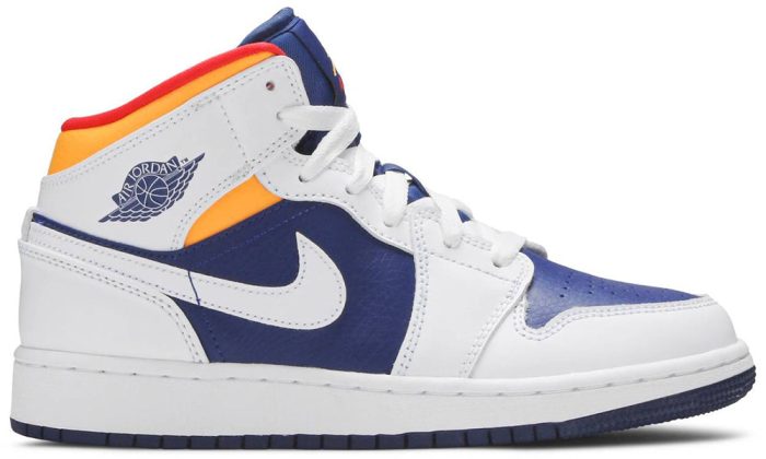 Air Jordan 1 Mid GS 'White Deep Royal Blue' - DUBAI ALL STAR