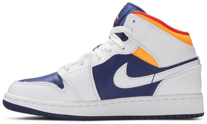 Air Jordan 1 Mid GS 'White Deep Royal Blue' - DUBAI ALL STAR