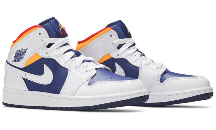 Air Jordan 1 Mid GS 'White Deep Royal Blue' - DUBAI ALL STAR