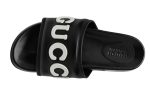 Gucci Black Leather Slide With Logo - DUBAI ALL STAR