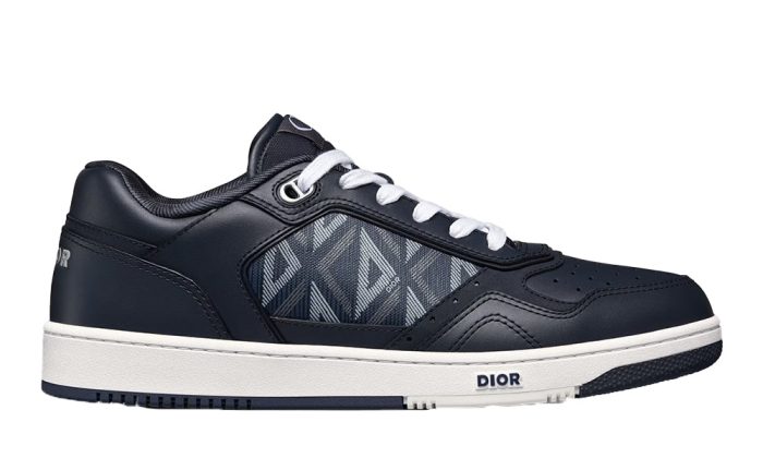 B27 LOW-TOP SNEAKER Navy Blue Smooth Calfskin and CD Diamond Canvas - DUBAI ALL STAR