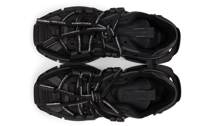 DOLCE & GABBANA Black Mixed-Materials Space Sneakers - DUBAI ALL STAR