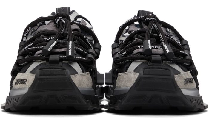 DOLCE & GABBANA Black & Silver Mixed-Materials Space Sneakers - DUBAI ALL STAR