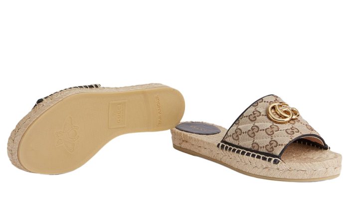 Gucci Women's Brown GG Matelassé Canvas Espadrille Sandal - DUBAI ALL STAR