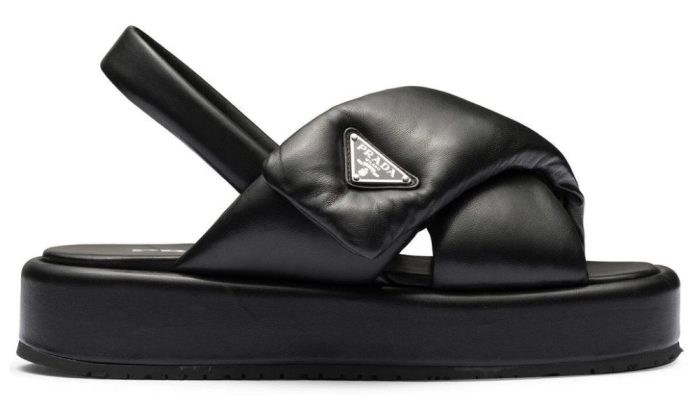 Prada triangle-logo padded sandals "Black" - DUBAI ALL STAR