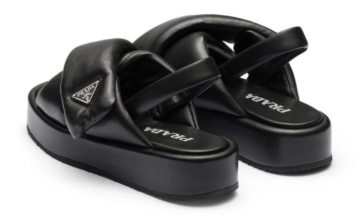 Prada triangle-logo padded sandals "Black" - DUBAI ALL STAR