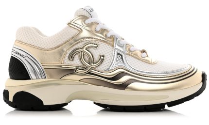 Chanel Fabric & Laminated White, Gold & Silver Low Top Sneakers - DUBAI ALL STAR