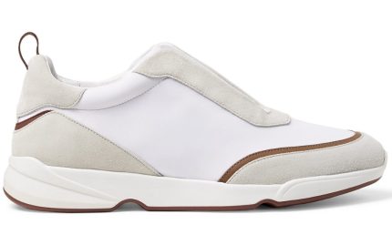 LORO PIANA Modular Walk Aqua Light Leather-trimmed Shell And Suede Sneakers In White - DUBAI ALL STAR