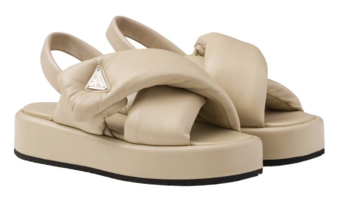 Prada triangle-logo padded sandals "Beige" - DUBAI ALL STAR